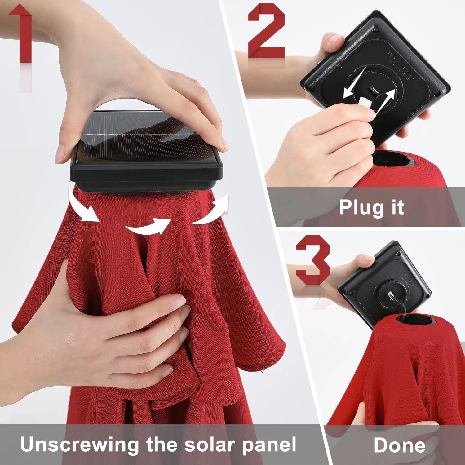 SunovaShade™ Ombrellone LED och solcellslampa